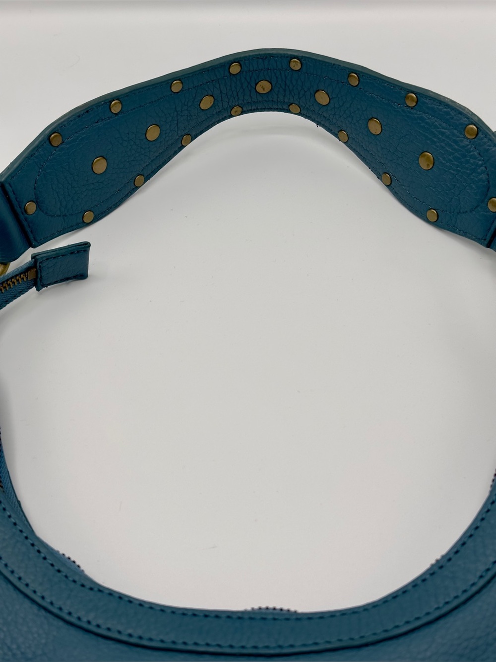 Fossil Blue Leather Shoulder Bag Purse Boho Metal Accents SHB1529 - Picture 8 of 12